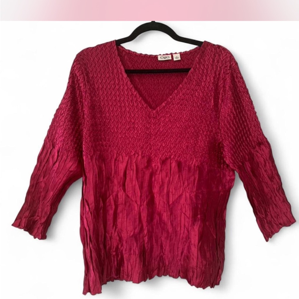 Glam Party Coquette Cato Hot Pink Textured Blouse Womens XL